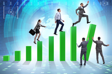 Fototapeta premium Business people supporting economic growth on chart
