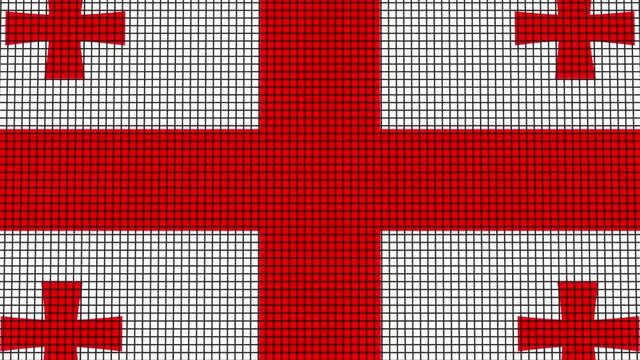 Georgia Flag animated in pixel grid style technology background - Powered by Adobe