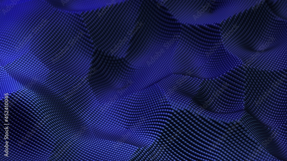 Aufkleber wave of blue spheres. computer generated abstract background. 3d rendering