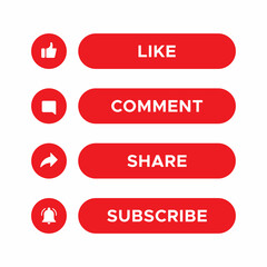 Like, Comment, Share and Subscribe Button Bar Icon Vector