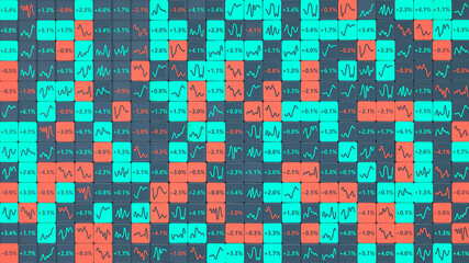 Fototapeta premium Financial statistics charts and percentages data 3D render