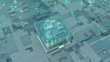 Central processing unit is decoding data 3D rendering illustration