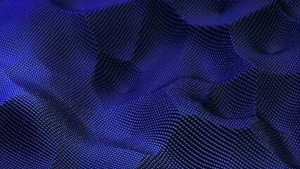 Wave of blue spheres. Computer generated abstract background. 3D rendering