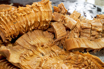 Close-up of dried yellow bamboo shoots, a specialty of Guilin, Guangxi, China