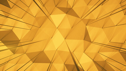 Yellow triangular surface with columns 3D rendering illustration