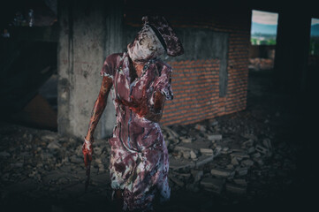 Zombie woman,horror shot serial killer - obrazy, fototapety, plakaty