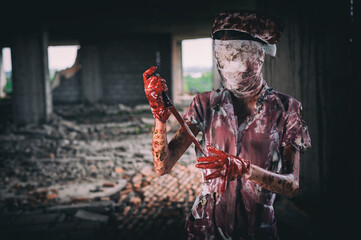 Zombie woman,horror shot serial killer