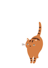 見上げる猫のイラスト-トラ猫