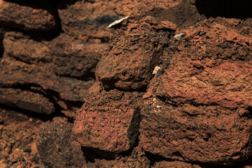 Brown ruined bricks. Grunge bricks. Grunge background.