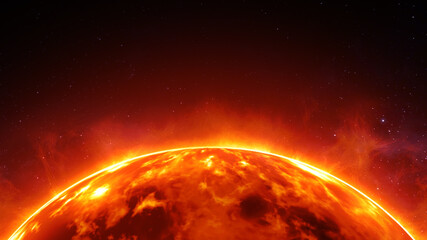 Solar Sun on Galaxy Space Background