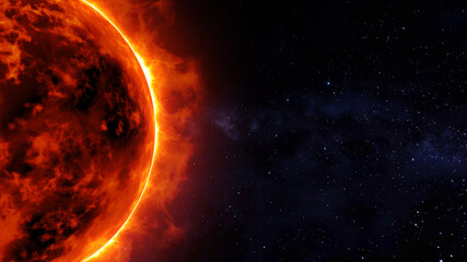 Solar Sun on Side Galaxy Space Background