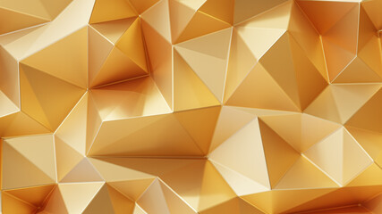Fototapeta premium 3D Rendering. Gold triangular abstract background.