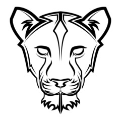 Black and white line art of lioness head Good use for symbol mascot icon avatar tattoo T Shirt design logo or any design