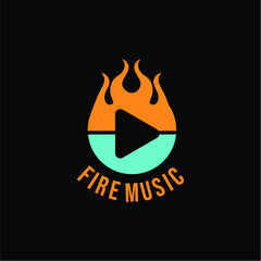 Fire Play Music Logo Vector image