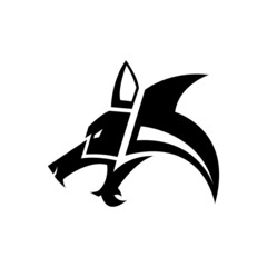 A black wolf side view head icon