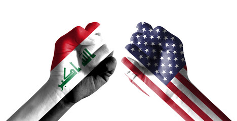 It combines the American flag and the Iraqi flag and fist, tells the concept of communication and dialogue