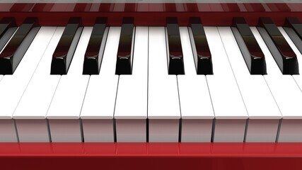 Metallic Red-Gold Grand Piano under black background. 3D illustration. 3D high quality rendering.  