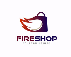 bag fire speed shop logo icon symbol illustration