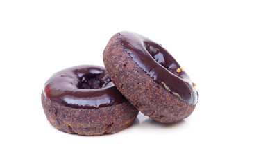 Chocolate donut isolated on white background