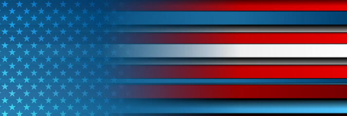 USA colors, stars and stripes abstract banner design. Independence Day modern vector background. Corporate concept american flag - obrazy, fototapety, plakaty