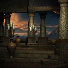 Fototapeta premium 3d illustration of an fantasy background with a mystical atmosphere 