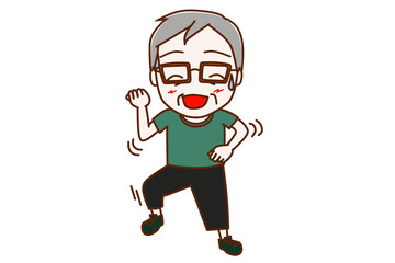 ＜全身・正面＞笑顔で楽しくダンスをする高齢の男性