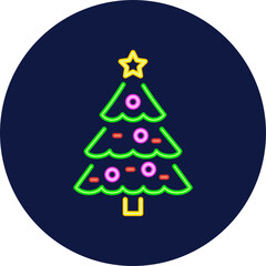 christmas tree neon icon
