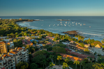 Tamarindo Beach Costa Rica, aerial view of town and bay