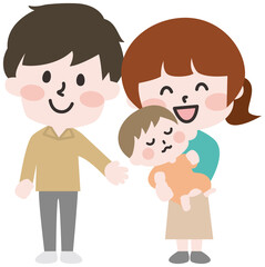 二頭身_家族のイラスト