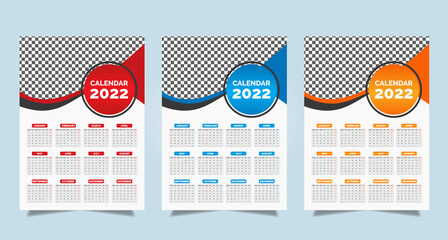 New year Modern simple single page calendar template design 2022