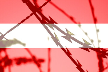 Flagge von Österreich, Grenze und Stacheldraht
