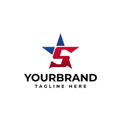 Obraz premium Vector Letter S, alphabet symbol with star element. star logo design concept template