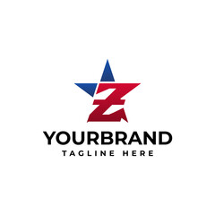 letter Z logo with blue star logo design concept template