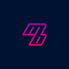 MB logo. Vector design MB with pink and purple gradient colors. modern line logo design concept template
