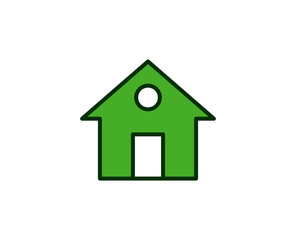 Green house flat icon. Single high quality outline symbol for web design or mobile app.  House thin line signs for design logo, visit card, etc. Outline pictogram EPS10