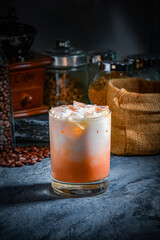 Iced tea is a mixture of Thai tea and milk. Sweeten it with sugar or sweetened condensed milk. Refreshing drink time