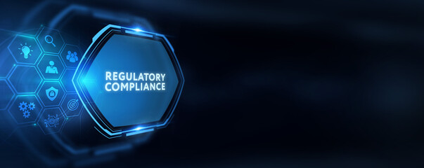 Naklejka premium Cyber security data protection business technology privacy concept. REGULATORY COMPLIANCE