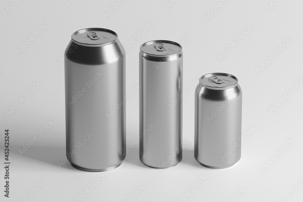 Poster mock up view of a metal can - 3d rendering