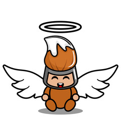 cartoon vector cute angel mascot costume character white brush pen sitting