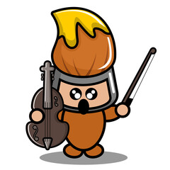 cartoon vector cute mascot costume character yellow brush pen playing violin