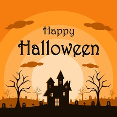 orange background halloween day greeting design.