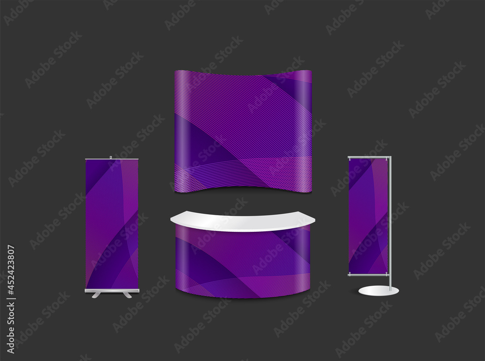 Aufkleber advertising exhibition stand design with abstract background presentation modern wave curve corporat