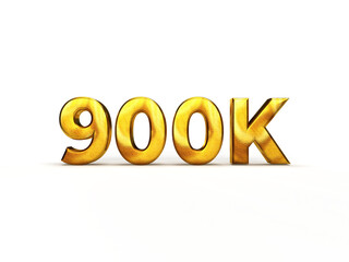 3D Golden Foil Text effect 900k Design on Isolated Background