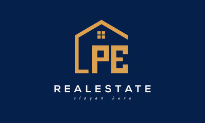 PE letters real estate construction logo vector	