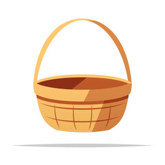 Wooden wicker basket vector isolated illustration
