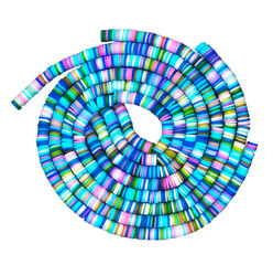 Colorful African pearls, very high definition photo, white background 