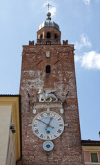 Tower Clock (Torre Civica) of Castelfranco Veneto. Treviso, Italy.