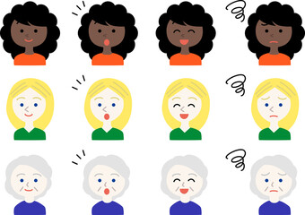 外国人女性表情セット