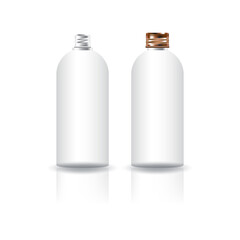 Blank white cosmetic round bottle with copper screw lid for beauty or healthy product mockup template.