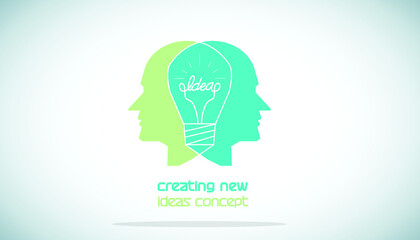  Human head Light bulb two heads ,Outline logo,creating new ideas concept. © Nattanee Srisuk